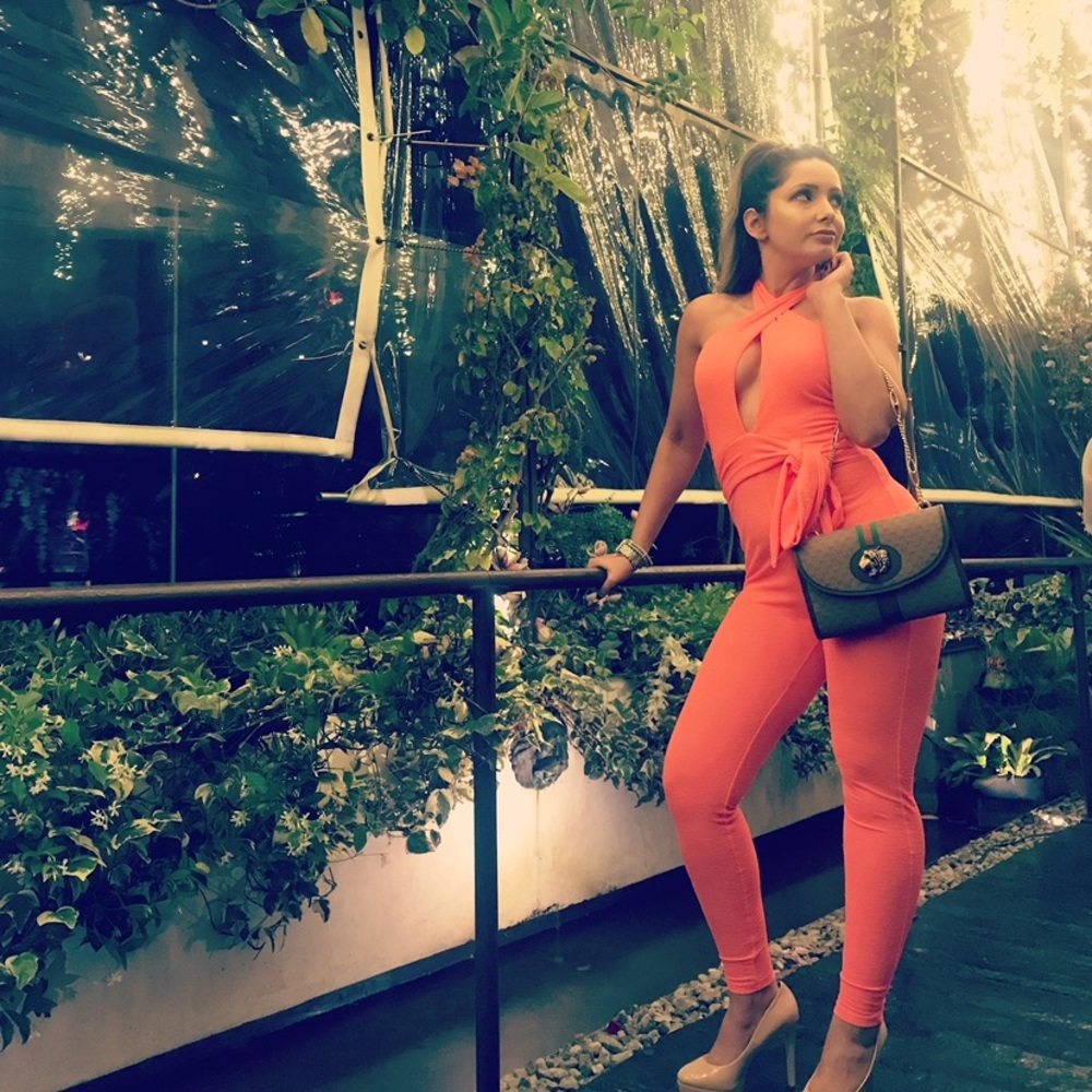 Sexy cutout orange jumpsuit